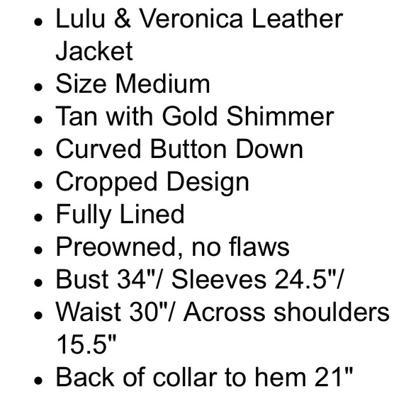 Tan gold leather crop jacket - Picture 5 of 5